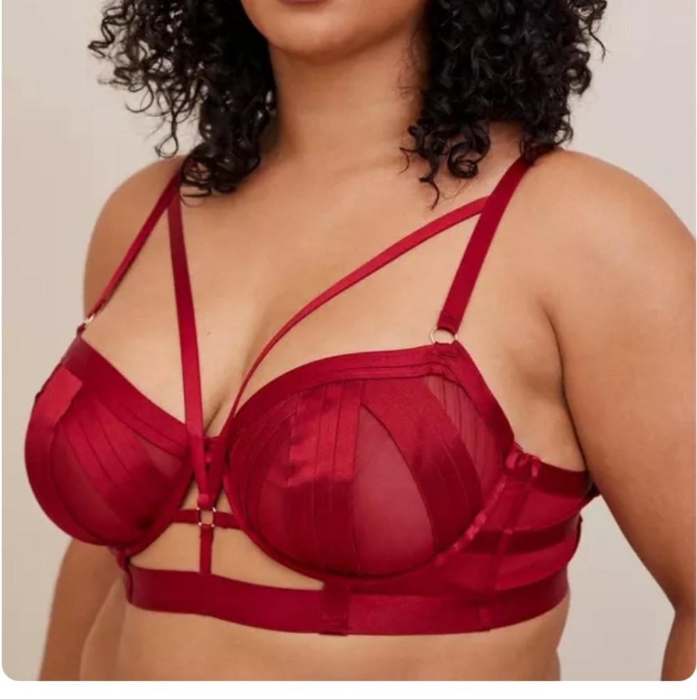 #183 Torrid 1 Overt Strappy Mesh Underwire Bra With Mesh Cups